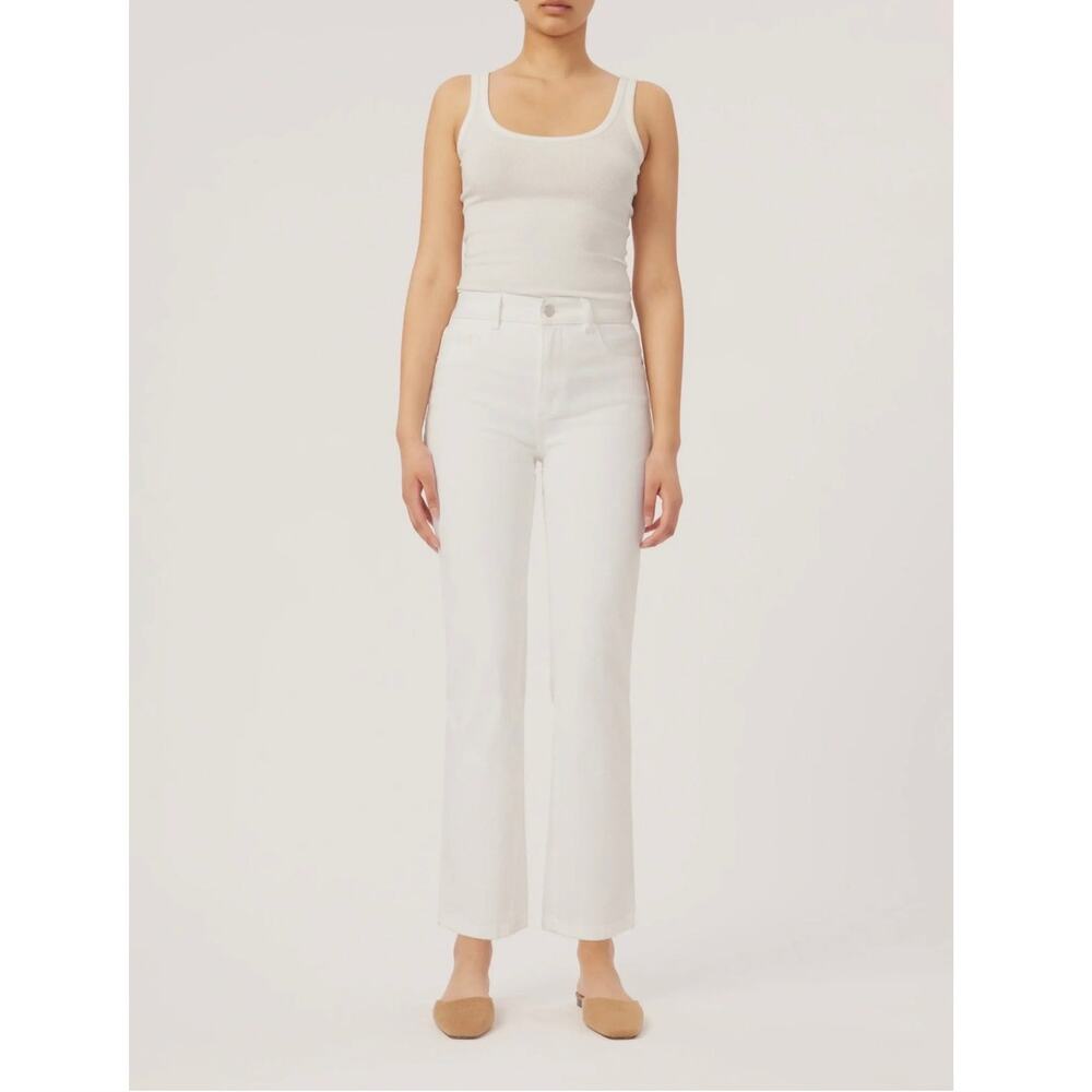 DL1961 Womens 28 White Patti High Rise Straight Ankle Jeans Milk Denim NEW